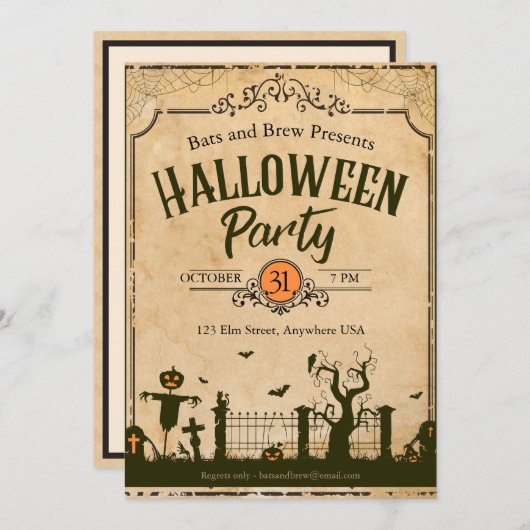 Invitation Halloween Juste une petite fête Éffrayante (Devant / Derrière)