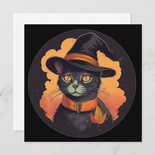 Invitation Halloween Kitty (Devant / Derrière)