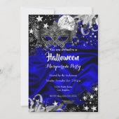 Invitation Halloween la nuit magique Masquerade Party bleu (Devant)