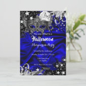 Invitation Halloween la nuit magique Masquerade Party bleu (Debout devant)