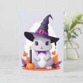 Invitation Halloween lapin mignon adorable drôle animal magiq (Debout devant)