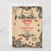 Invitation Halloween lingerie douche noir rouge sorcière part (Devant)