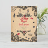 Invitation Halloween lingerie douche noir rouge sorcière part (Debout devant)