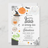 Invitation Halloween Little Boo Boy Ghost 2e fête d'anniversa (Devant)