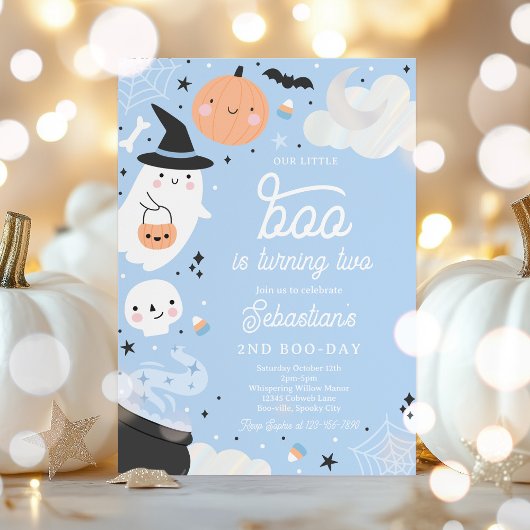 Invitation Halloween Little Boo Boy Ghost 2e fête d'anniversa