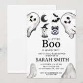 Invitation Halloween Little Boo est presque dû Baby shower (Devant / Derrière)