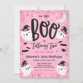 Invitation Halloween Little Boo Pink Ghost 2e fête d'annivers (Devant)