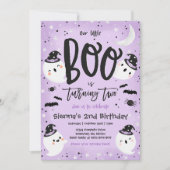 Invitation Halloween Little Boo Purple Ghost 2e anniversaire (Devant)
