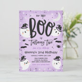 Invitation Halloween Little Boo Purple Ghost 2e anniversaire (Debout devant)
