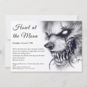 Invitation Halloween Loup-Garou – Horreur Pleine L