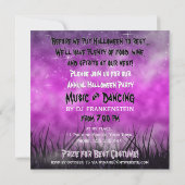 Invitation Halloween Lune+Toile d'araignée Rose+No (Dos)