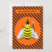 Invitation Halloween Magic Bee Witch Orange et Black Stripes (Devant)
