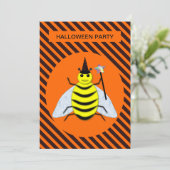 Invitation Halloween Magic Bee Witch Orange et Black Stripes (Debout devant)