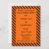 Invitation Halloween Magic Bee Witch Orange et Black Stripes (Dos)