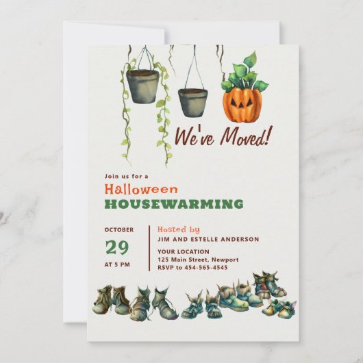 Invitation Halloween Maison Chaussures Monstre Réchauffant Pl (Devant)