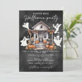 Invitation Halloween maison hantée éffrayante fête fantôme (Debout devant)