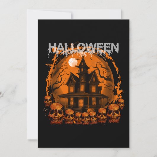 INVITATION HALLOWEEN MAISON HANTÉE ÉPRAVANTABLE CRÂNES (Devant)