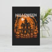 INVITATION HALLOWEEN MAISON HANTÉE ÉPRAVANTABLE CRÂNES (Debout devant)