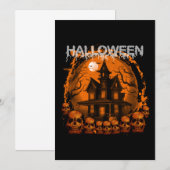 INVITATION HALLOWEEN MAISON HANTÉE ÉPRAVANTABLE CRÂNES (Devant / Derrière)