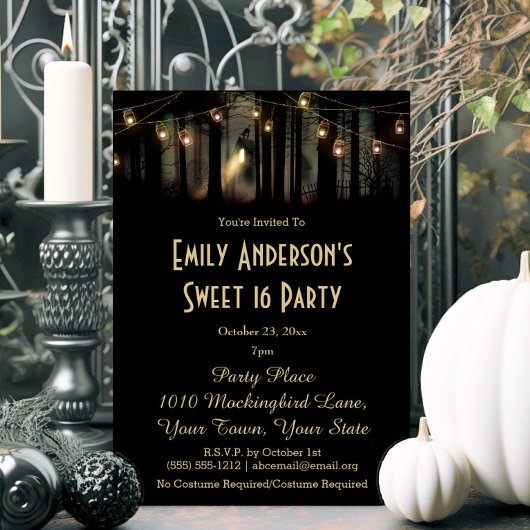 Invitation Halloween Maison hantée Mason Jar Costume Sweet 16