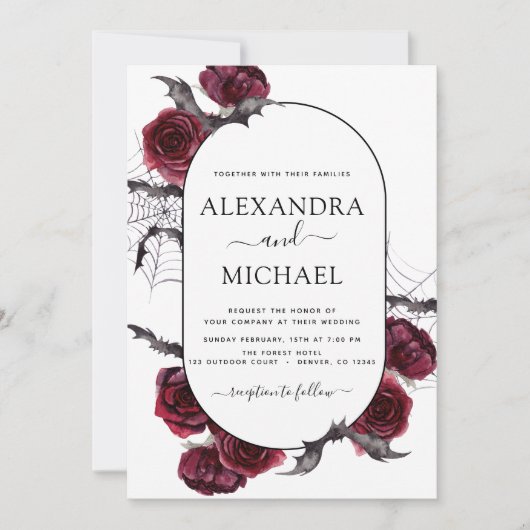 Invitation Halloween Mariage Automne automne Bourgogne (Devant)