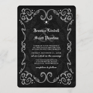 Invitation Halloween Mariage noir gothique RETOURNÉ