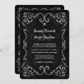 Invitation Halloween Mariage Noir NOMS gothiques SUR LE DOS (Devant / Derrière)