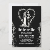 Invitation Halloween mariée ou mourir Fête des mariées squele (Devant)