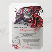 Invitation Halloween mascarade rouge masquée (Devant / Derrière)