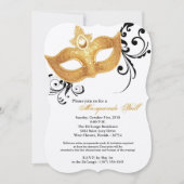 Invitation Halloween masqué à la boule dorée (Devant)