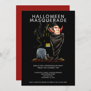 Invitation Halloween Masquerade Count Dracula et Grave