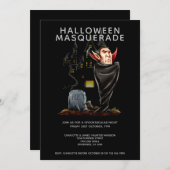 Invitation Halloween Masquerade Count Dracula et Grave (Devant / Derrière)
