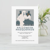 Invitation Halloween Masquerade Ghost et Grave Personnalisé (Debout devant)