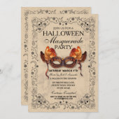 Invitation Halloween Masquerade Masque Ball gothique (Devant / Derrière)