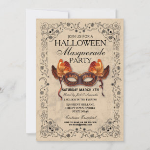 Invitation Halloween Masquerade Masque Ball gothique