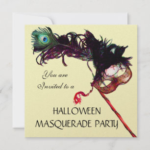 Invitation HALLOWEEN MASQUERADE PARTY, Black Gold