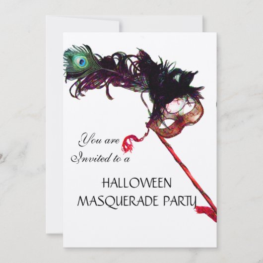 Invitation HALLOWEEN MASQUERADE PARTY, champagne métallique (Devant)
