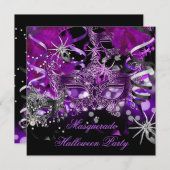 Invitation Halloween Masquerade Party Masquate Spider Gothiqu (Devant / Derrière)