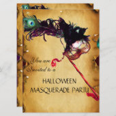 Invitation HALLOWEEN MASQUERADE PARTY, parchemin (Devant / Derrière)