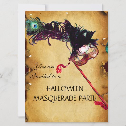 Invitation HALLOWEEN MASQUERADE PARTY, parchemin (Devant)
