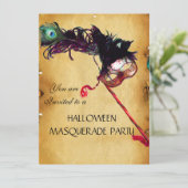 Invitation HALLOWEEN MASQUERADE PARTY, parchemin (Debout devant)