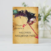 Invitation HALLOWEEN MASQUERADE PARTY, parchemin rsvp (Debout devant)