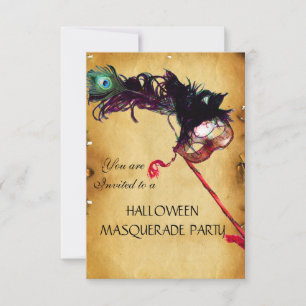 Invitation HALLOWEEN MASQUERADE PARTY, parchemin rsvp