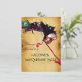 Invitation HALLOWEEN MASQUERADE PARTY, parchemin rsvp (Debout devant)