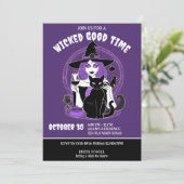 Invitation Halloween méchant temps sorcière et vin adultes (Debout devant)