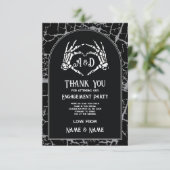 Invitation Halloween Merci Mariage Skeleton Hearts Mains (Debout devant)