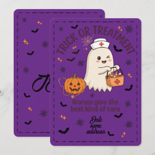 Invitation Halloween Mignon Fantôme Infirmière Trick or Treat