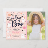 Invitation Halloween mignon rose Fantôme Anniversaire Spookta (Devant)