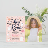 Invitation Halloween mignon rose Fantôme Anniversaire Spookta (Debout devant)