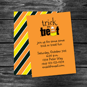 Invitation Halloween mignonne bonbon Corn Trick ou traiter dr